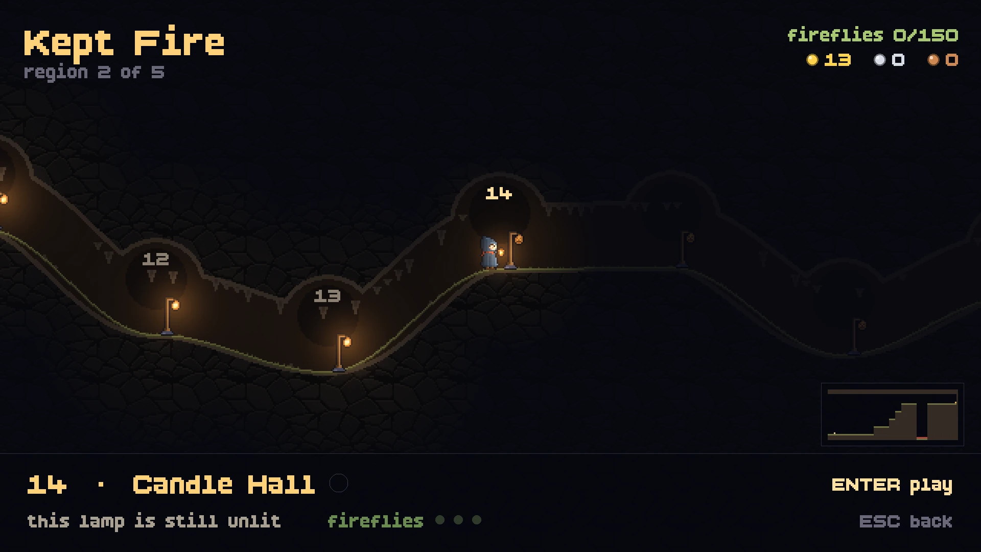 Candeia: the cave map, region Kept Fire